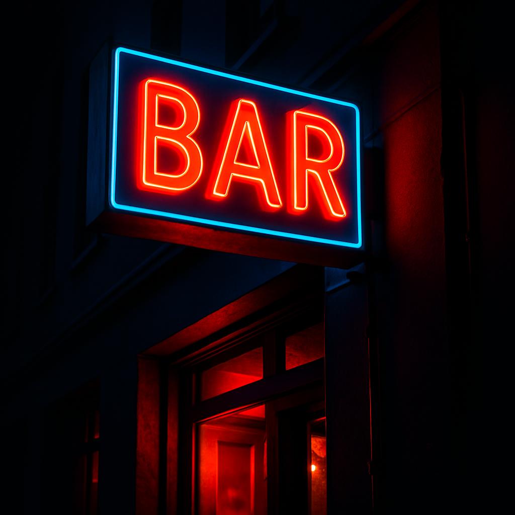 Un logo d'une bar-slider au centre de Candé-sur-Beuvron. Bar juché au dessus des bâtiments.